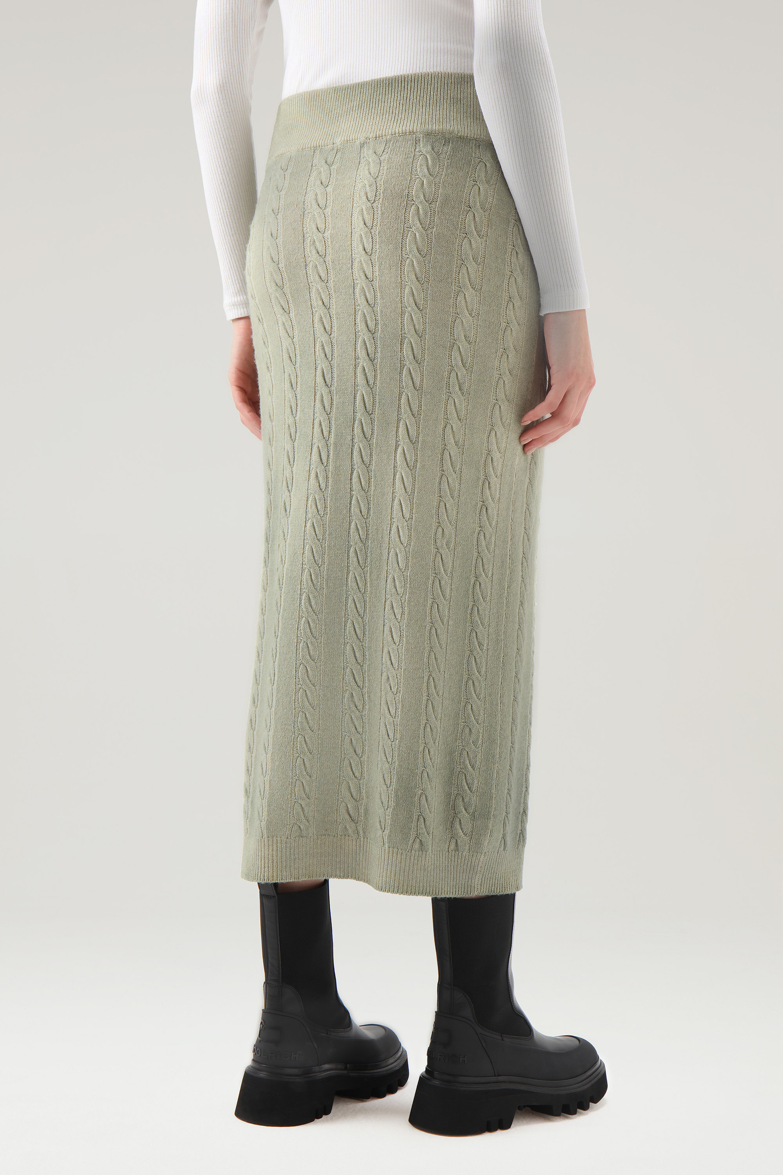Garment-dyed Cable-knit Skirt Green photo 3 | Woolrich
