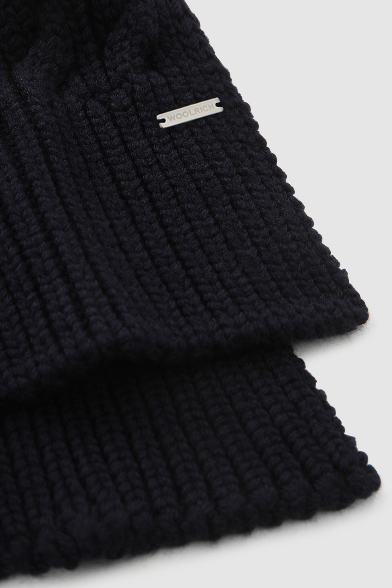 Virgin Wool Scarf with Ribbed Edges Blue photo 3 | Woolrich