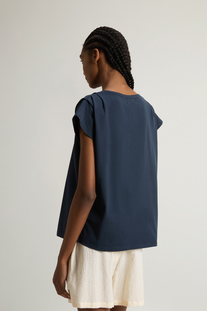 T-Shirt in Pure Pima Cotton Blue photo 3 | Woolrich