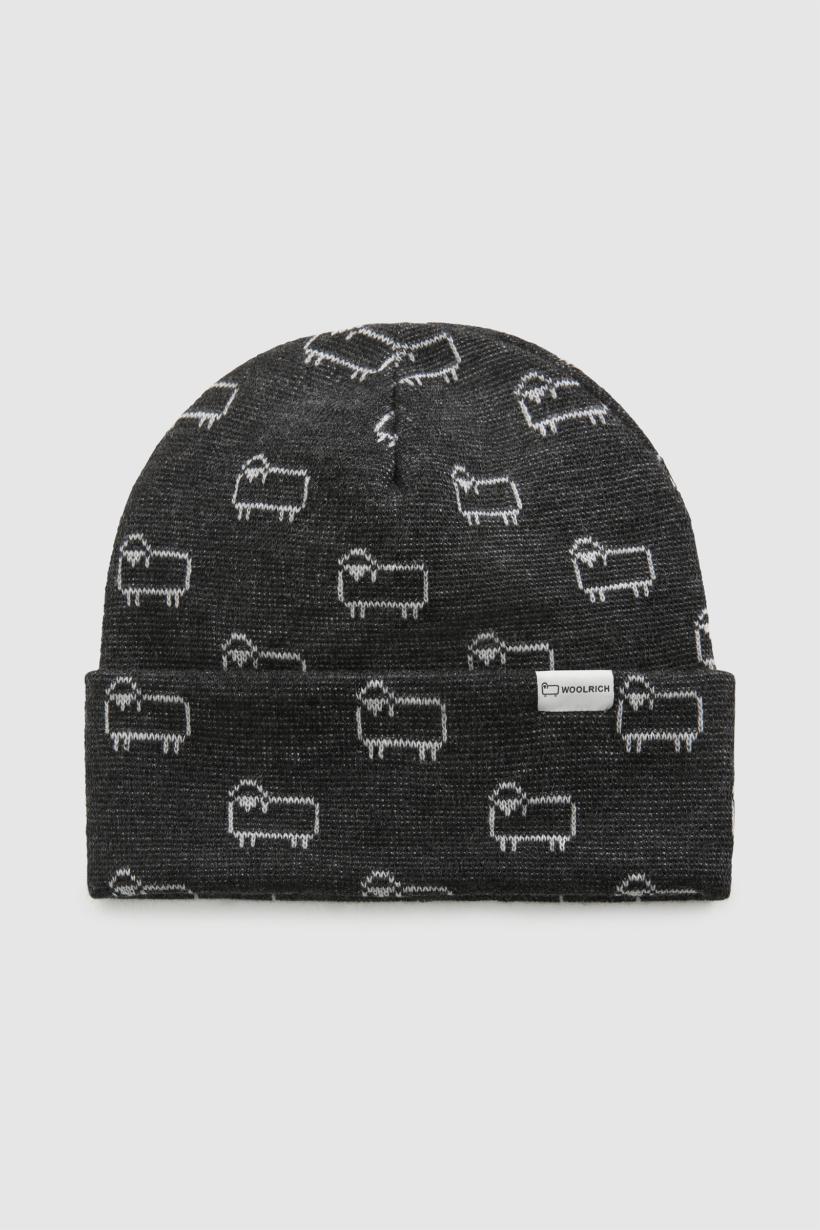 Gorro en mezcla de lana con logotipo de oveja en jacquard