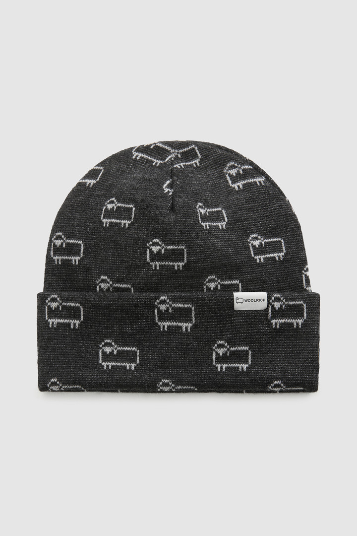 Gorro en mezcla de lana con logotipo de oveja en jacquard