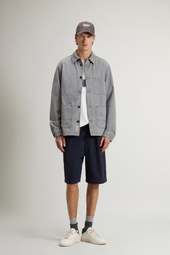 Chore Overshirt in Resin-Coated Pure Cotton Gabardine Gray photo 1 | Woolrich