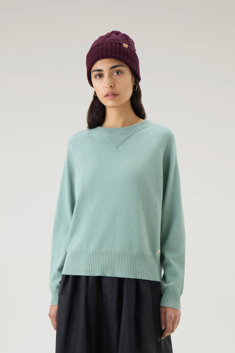 Crewneck Sweater in Wool Blend Green | Woolrich