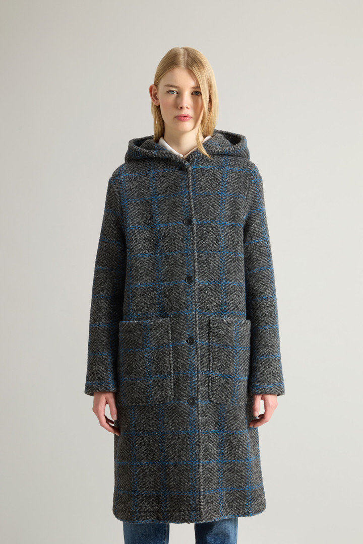 Gentry Long Check Coat with Hood Gray photo 1 | Woolrich