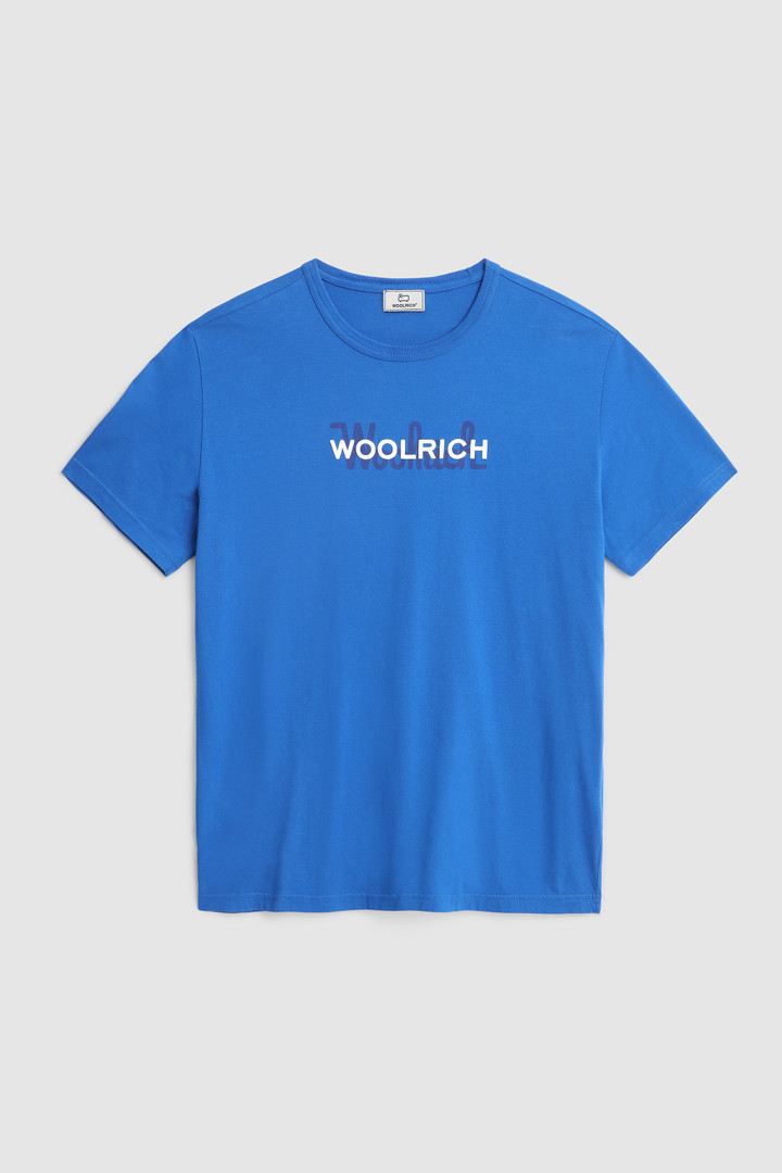 Makro-Logo-Baumwoll-T-Shirt Blau photo 1 | Woolrich