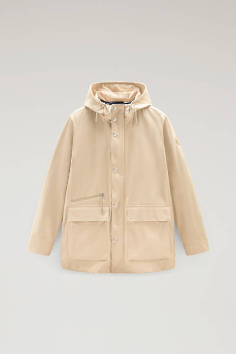 3-in-1 Mountain Jacket in Soft Byrd Cotton with Quilted Detachable Vest Beige | Woolrich