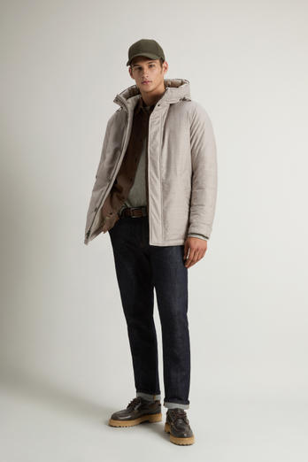 Korte parka van wol- en zijdenmix, vervaardigd met gebruik van een Loro Piana-stof Grijs | Woolrich