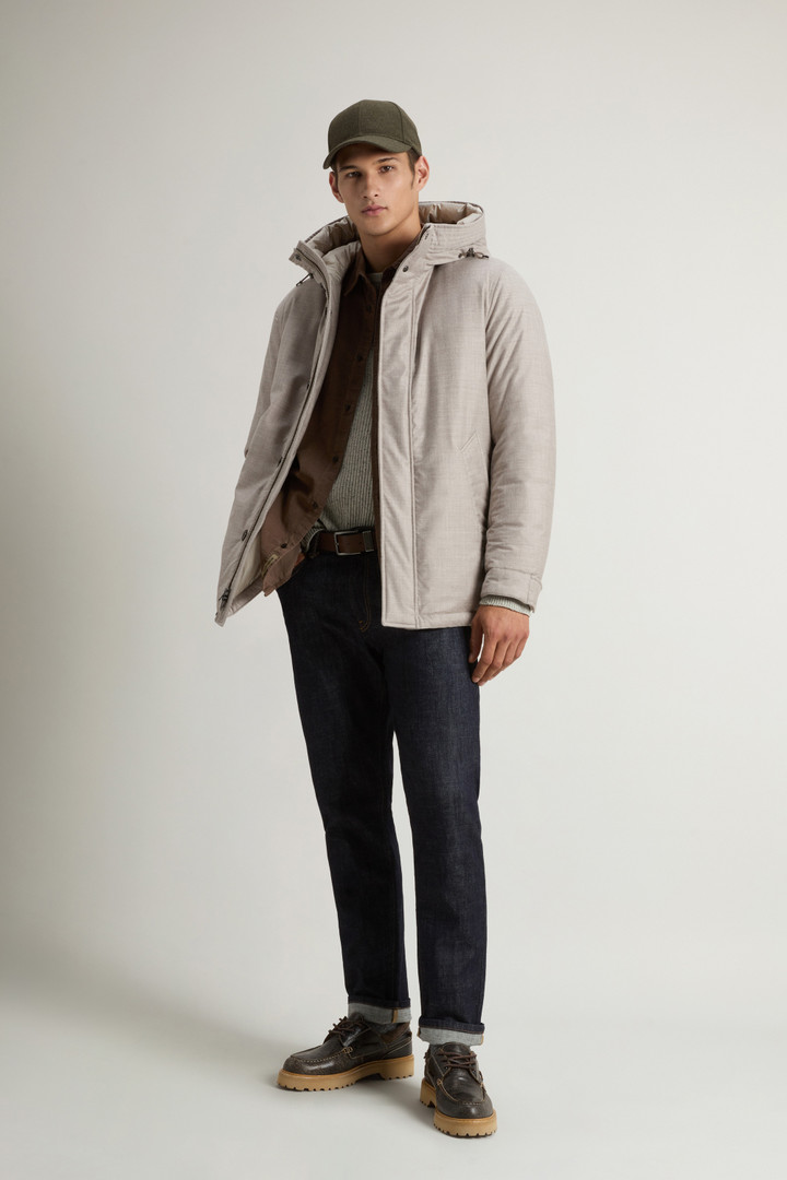 Short Parka in Wool-Silk Blend Crafted Using a Loro Piana Fabric Gray photo 2 | Woolrich