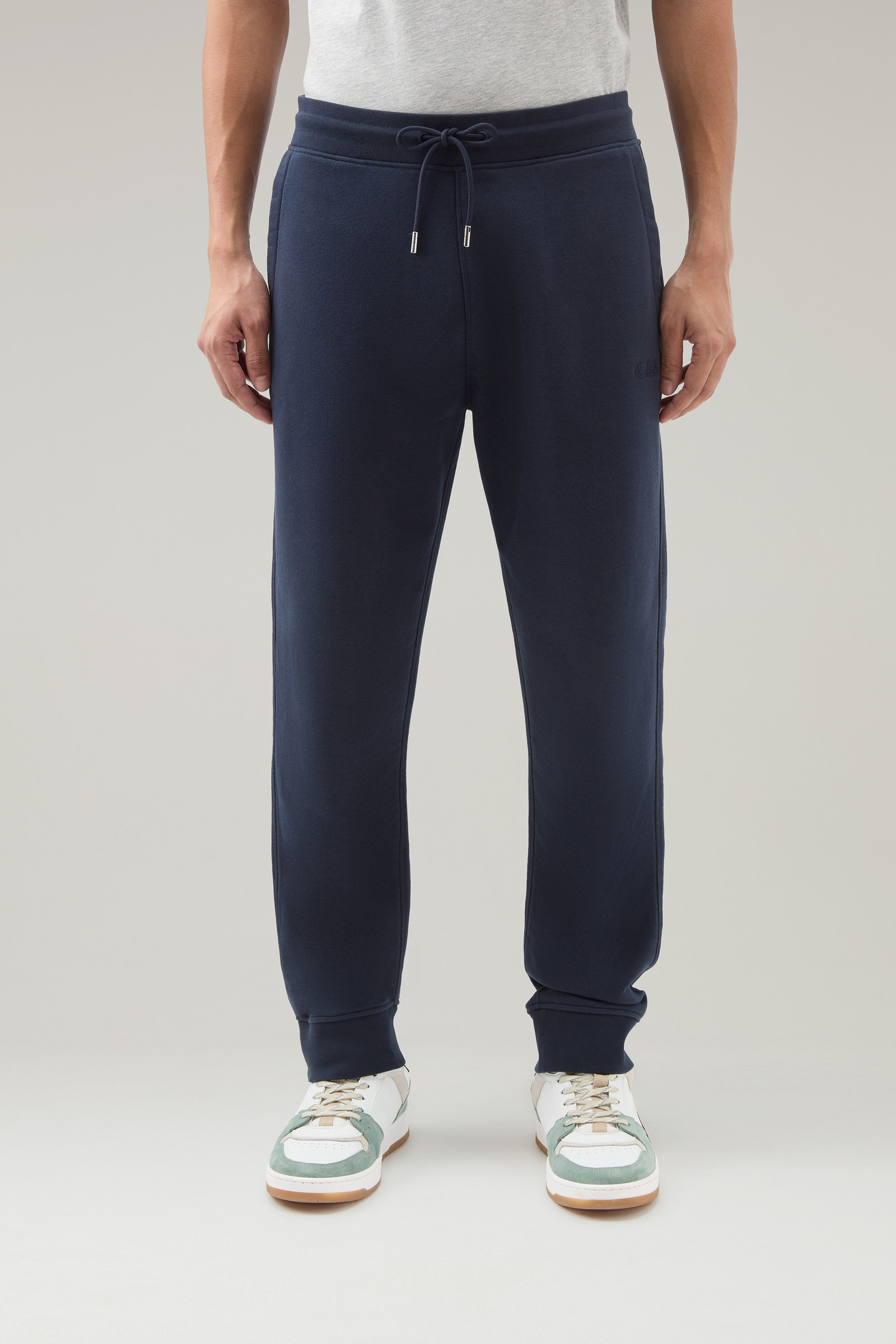 Men's Sweatpants in Brushed Cotton Fleece Blue | Woolrich USA