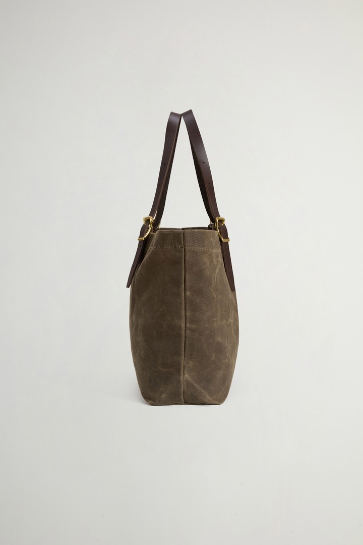 Bazaar Tote Bag in Waxed Pure Cotton Green photo 3 | Woolrich