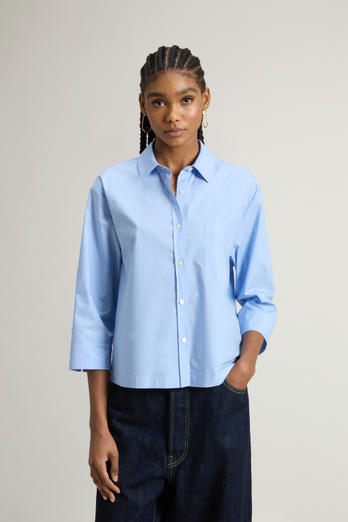 Popeline-Shirt aus reiner Baumwolle Blau | Woolrich