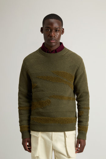 Wool-Blend Crewneck Sweater Green | Woolrich