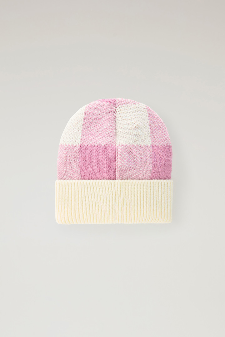 Girls' Beanie with Buffalo Check Pattern Pink photo 2 | Woolrich