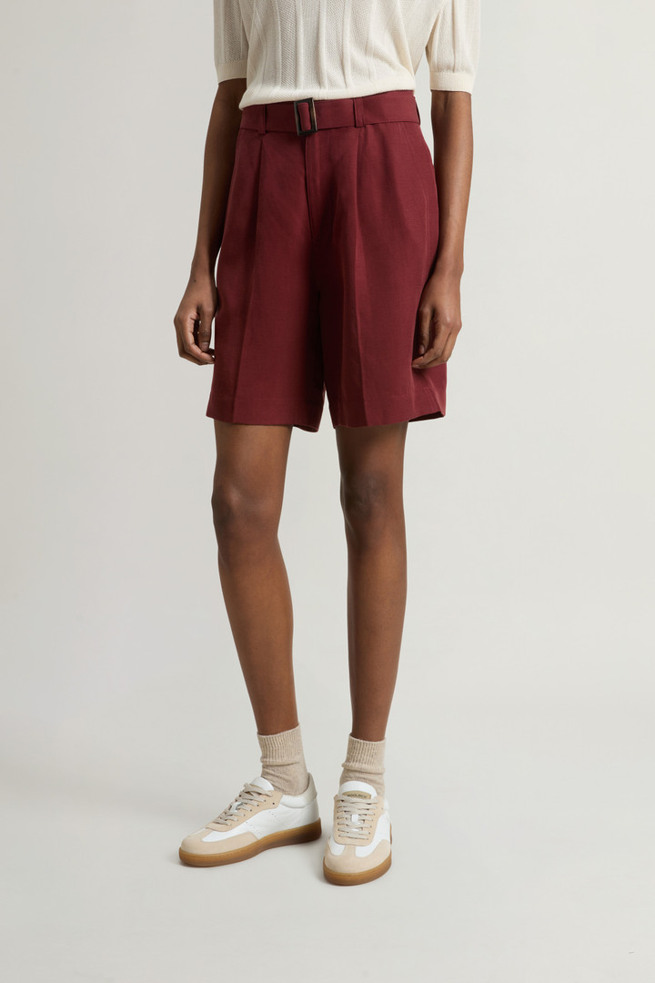 Garment-Dyed Linen-Blend Bermuda Shorts Red photo 2 | Woolrich