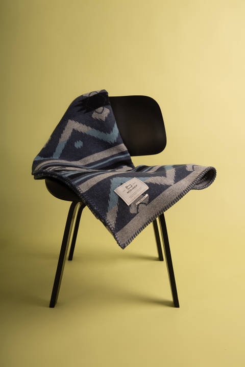 Jacquard Stripe Blanket in Pure Wool Blue | Woolrich