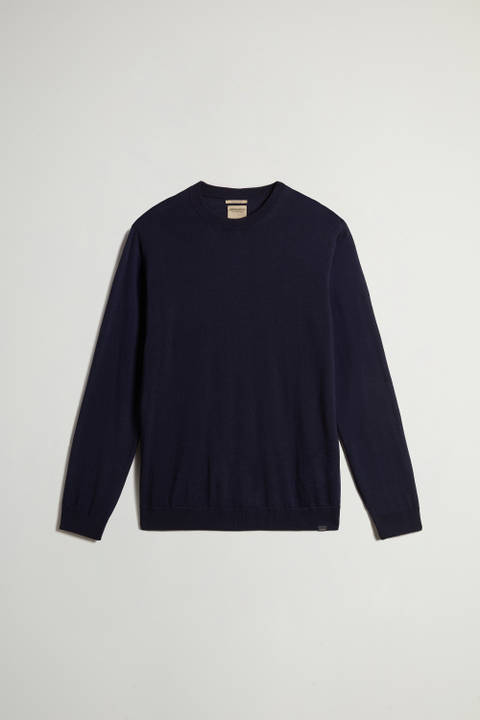 Pullover mit Rundhalsausschnitt aus reiner Merino-Schurwolle Blau photo 2 | Woolrich