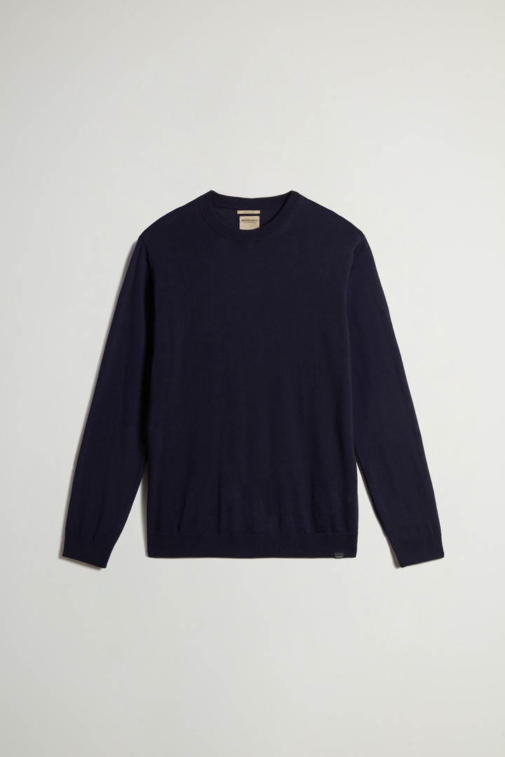 Pullover mit Rundhalsausschnitt aus reiner Merino-Schurwolle Blau photo 5 | Woolrich