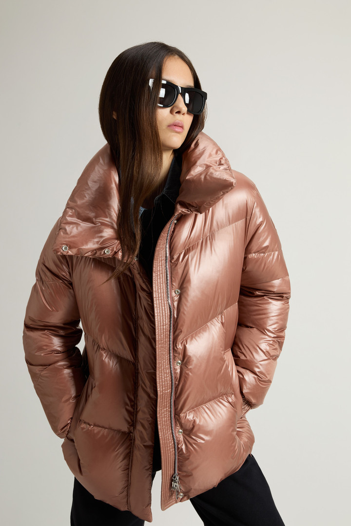 Aliquippa Down Jacket in Glossy Nylon Brown photo 4 | Woolrich