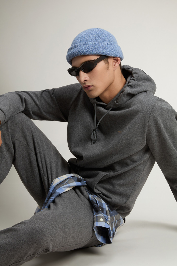 Hooded Sweatshirt in Cotton-Blend Interlock Gray photo 4 | Woolrich