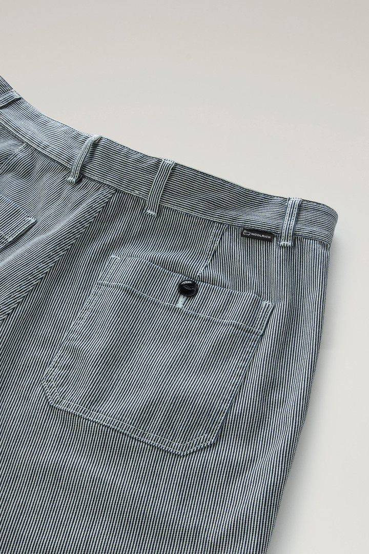 Striped Chino Bermuda Shorts in Stretch Cotton Blend Blue photo 7 | Woolrich