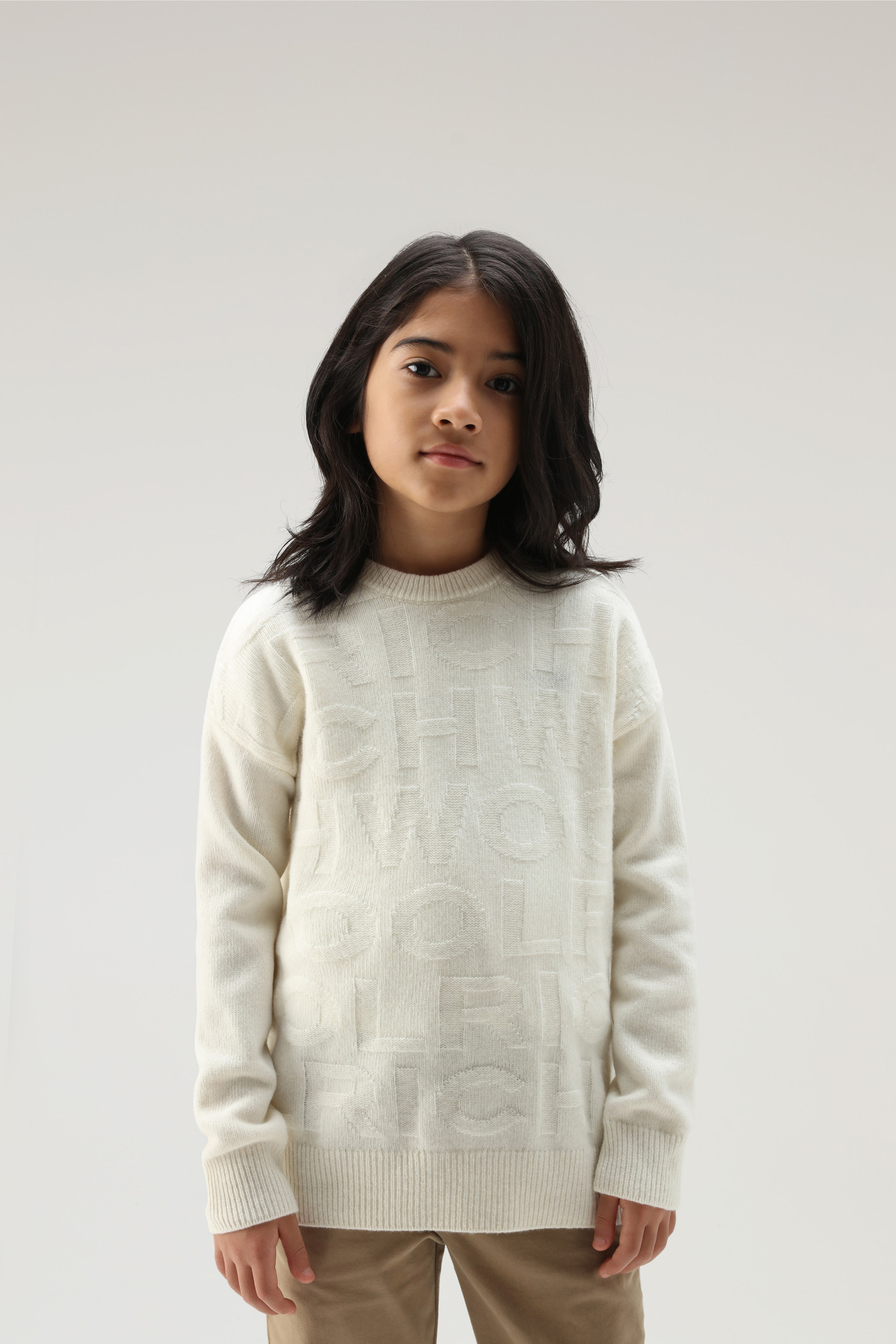 Boys' Logo Crewneck Beige | Woolrich