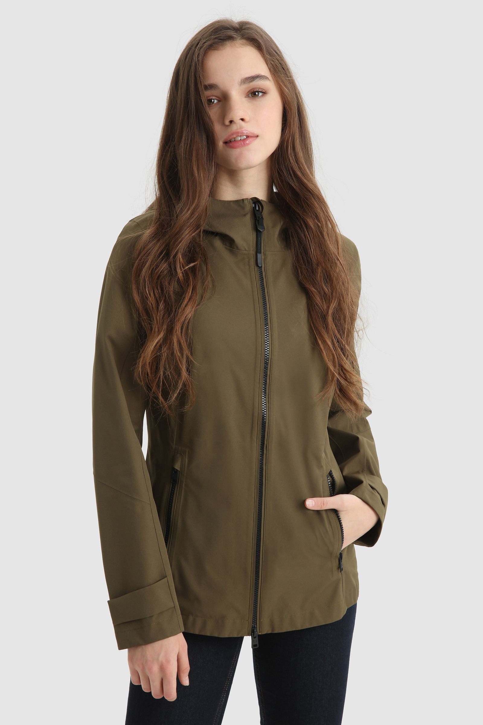 olive green waterproof coat