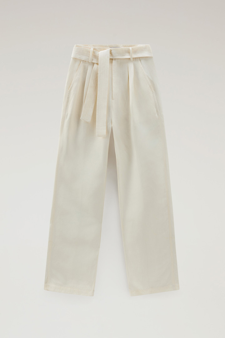 Pantalon en lin mélangés avec ceinture en tissu Blanc photo 4 | Woolrich