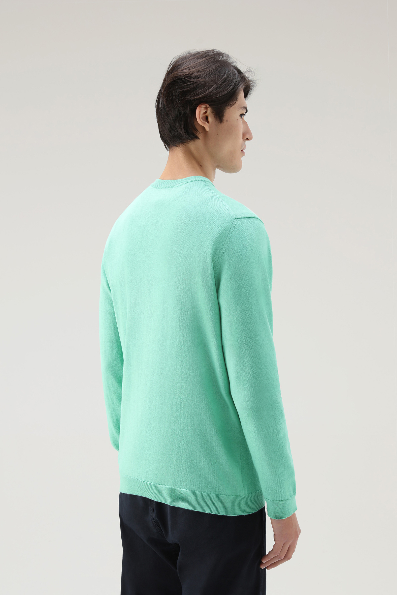 Pullover mit Rundhalsausschnitt aus reiner Baumwolle grün photo 3 | Woolrich
