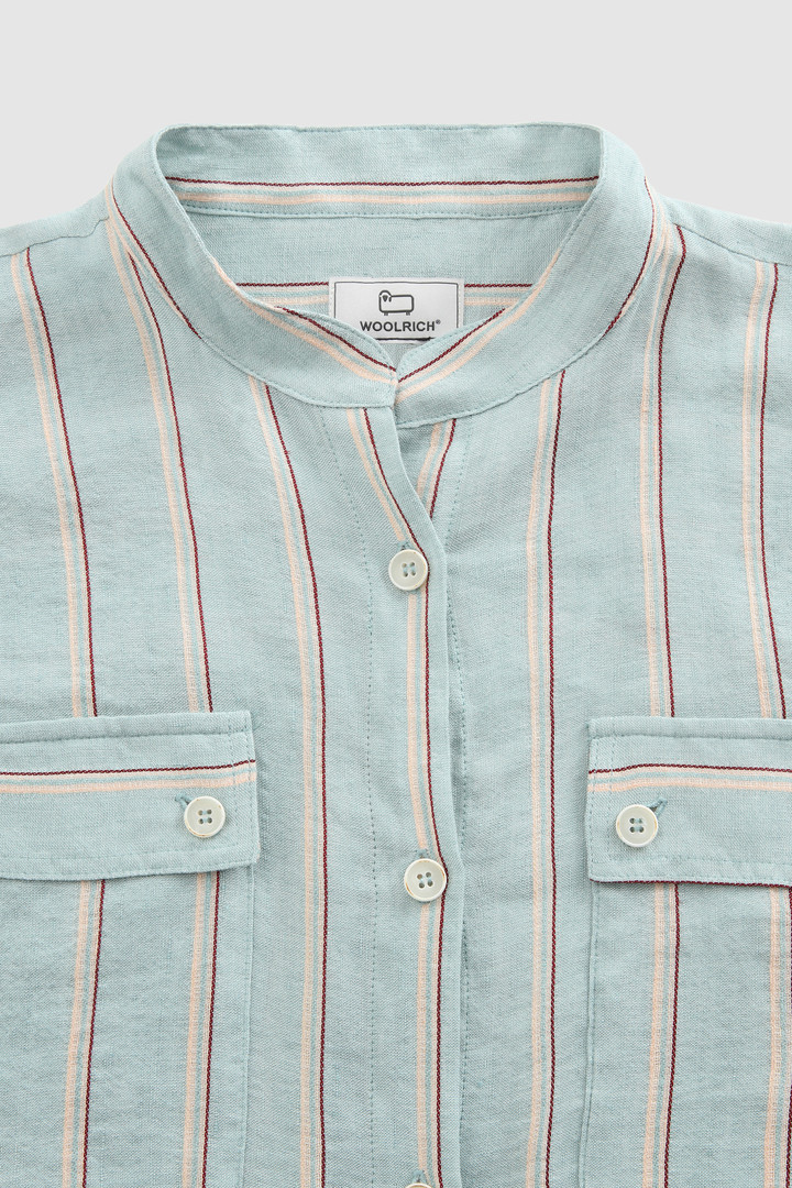 Striped Linen Blend Shirt Blue photo 5 | Woolrich