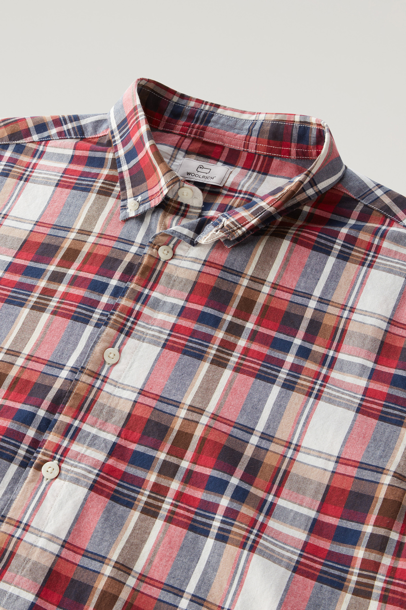 Camicia Madras a quadri in popline di puro cotone rosso photo 6 | Woolrich