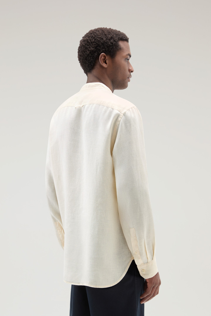 Garment-dyed Shirt with Mandarin Collar in Pure Linen White photo 3 | Woolrich