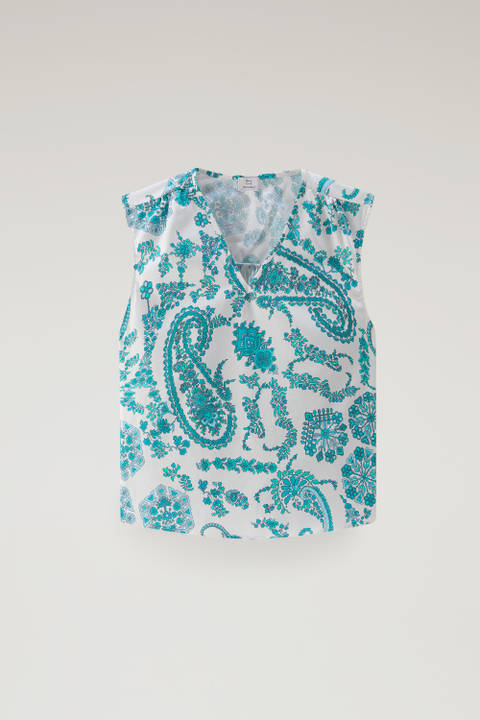 Ärmellose Bluse aus reiner Baumwollpopeline Blau photo 2 | Woolrich