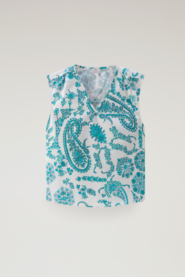Mouwloze blouse van puur katoenpopeline Blauw photo 4 | Woolrich