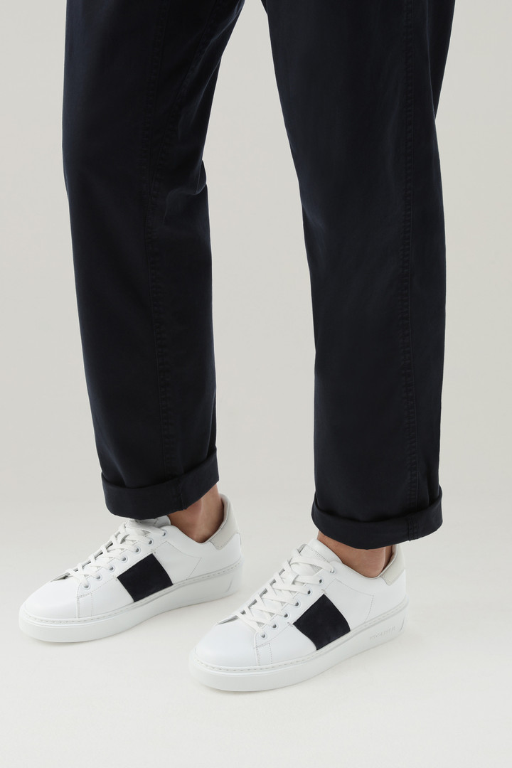 Classic Court Sneakers in Leather with Contrast Suede Side Band White photo 6 | Woolrich