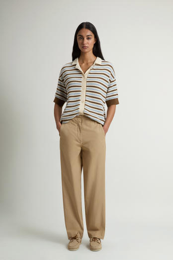Garment-Dyed Carrot Pants in Pure Cotton Poplin Beige photo 1 | Woolrich