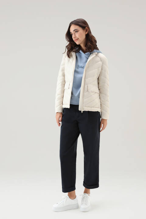 Short Padded Jacket with Chevron Quilting White | Woolrich