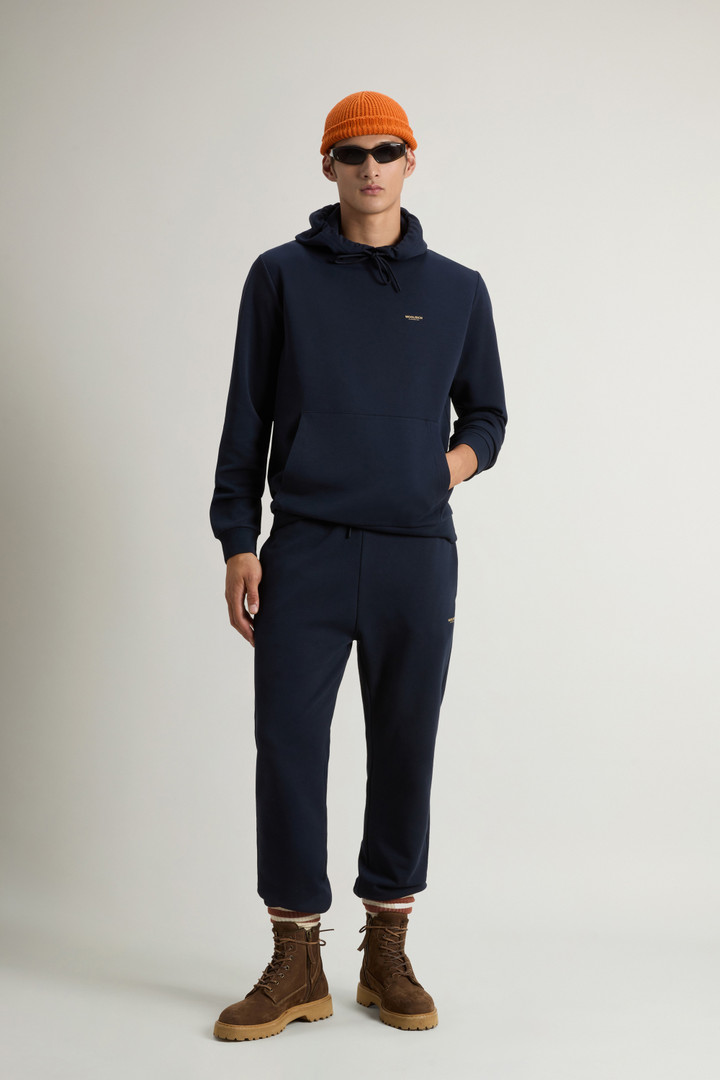 Hooded Sweatshirt in Cotton-Blend Interlock Blue photo 2 | Woolrich