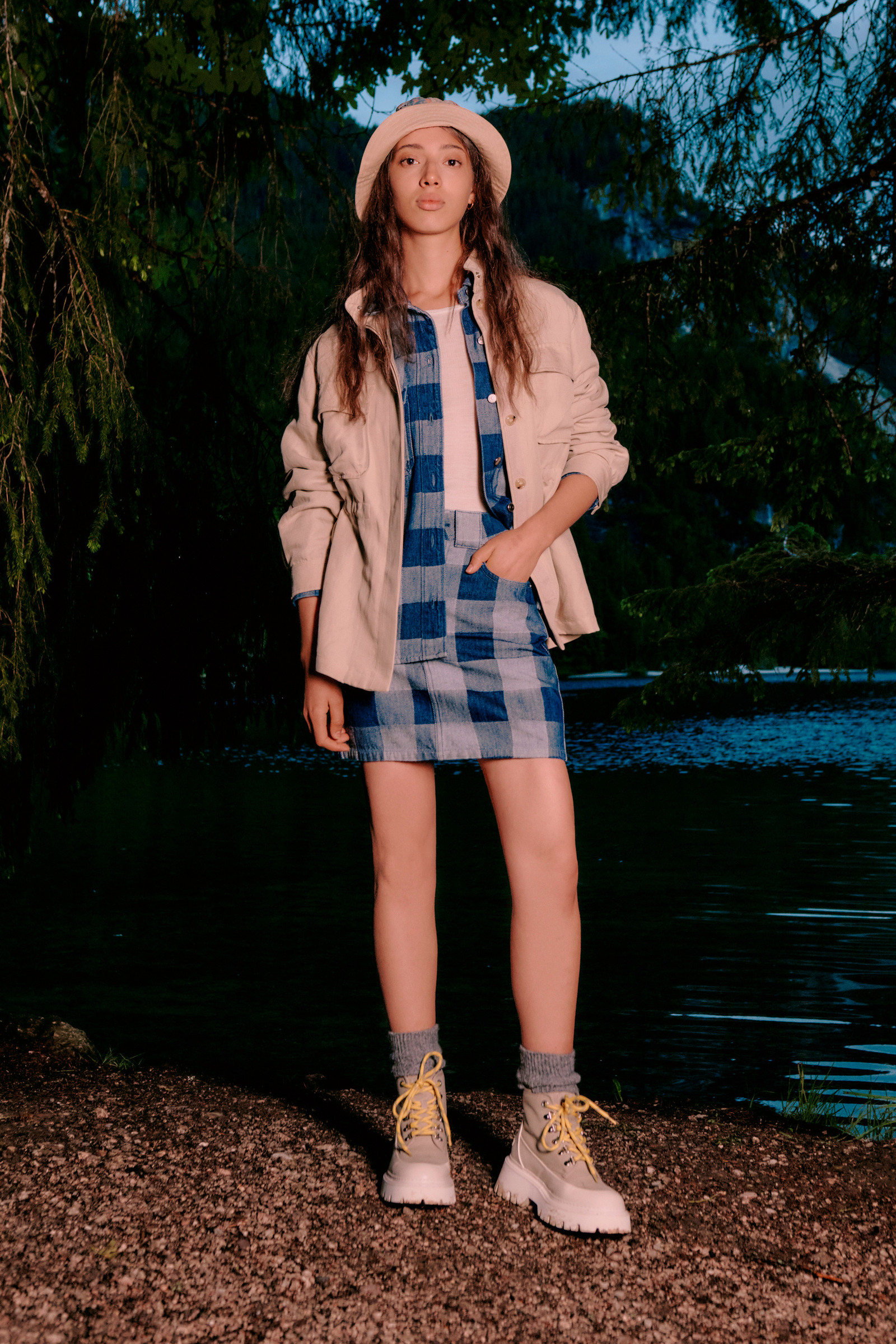 Minigonna a quadri in denim di puro cotone blu photo 9 | Woolrich