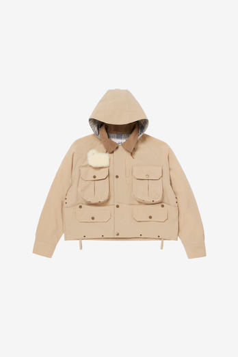 Recycled Nylon Oxford Jacket with Removable Hood Beige | Woolrich