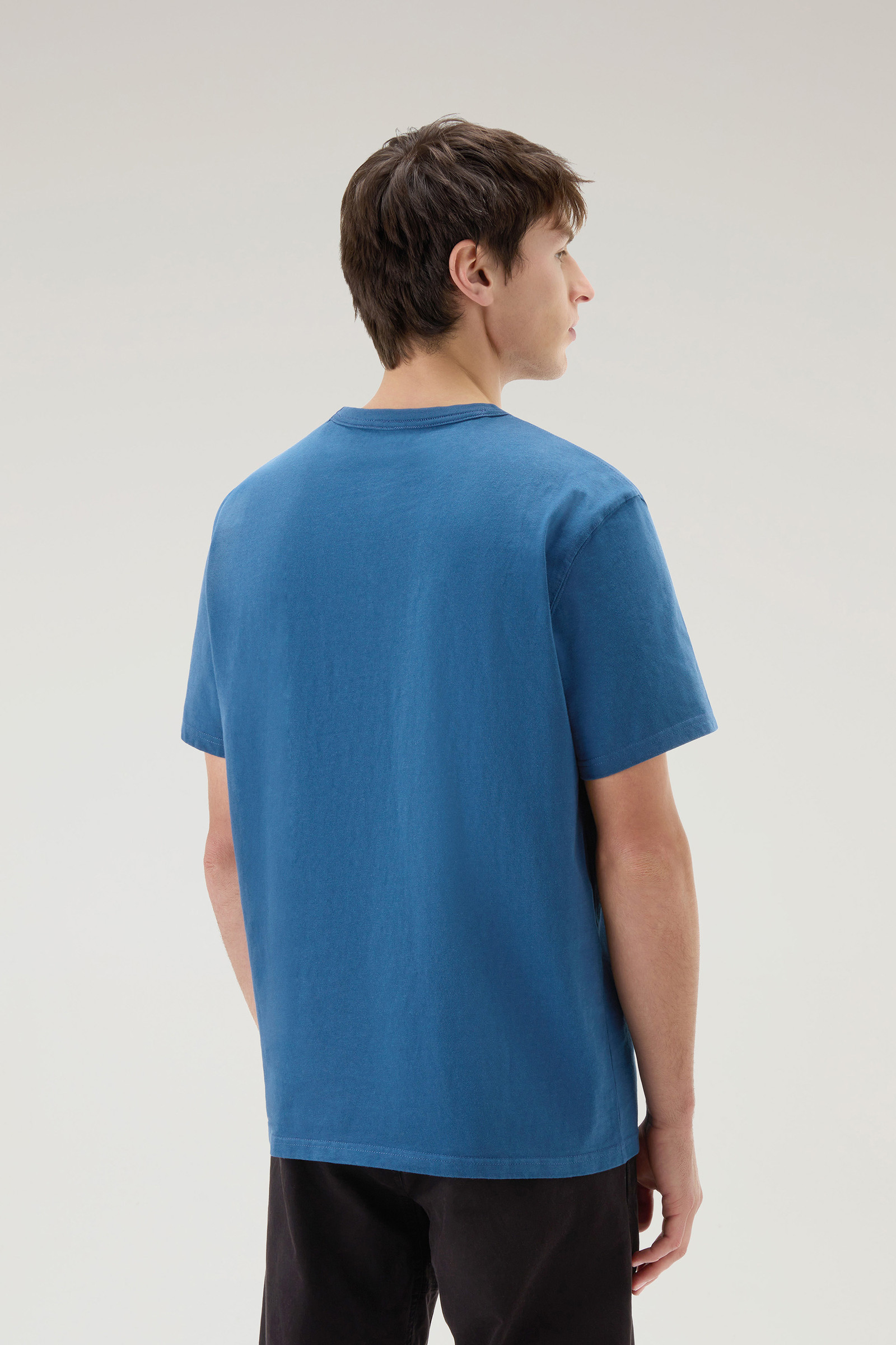 T-shirt in puro cotone con scritta blu photo 3 | Woolrich