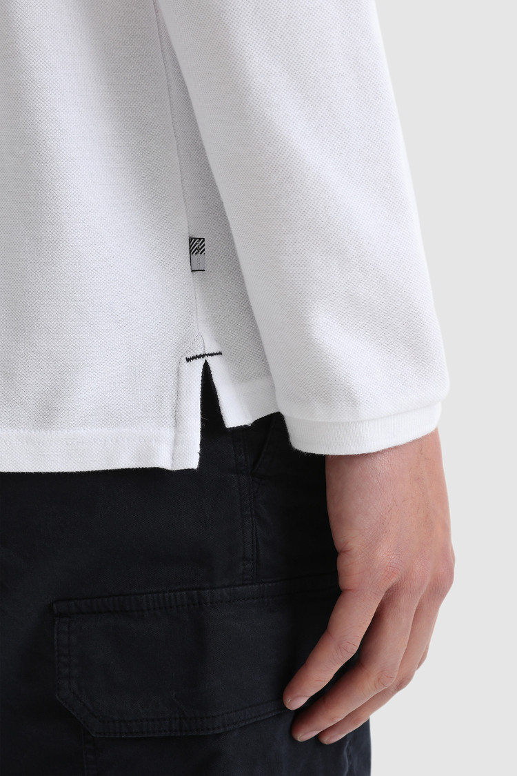 Pure cotton long-sleeve polo