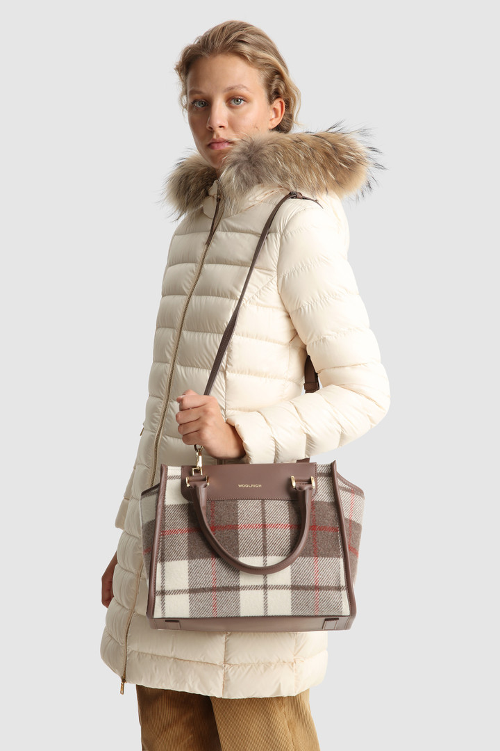 Wool Tote Bag with check pattern