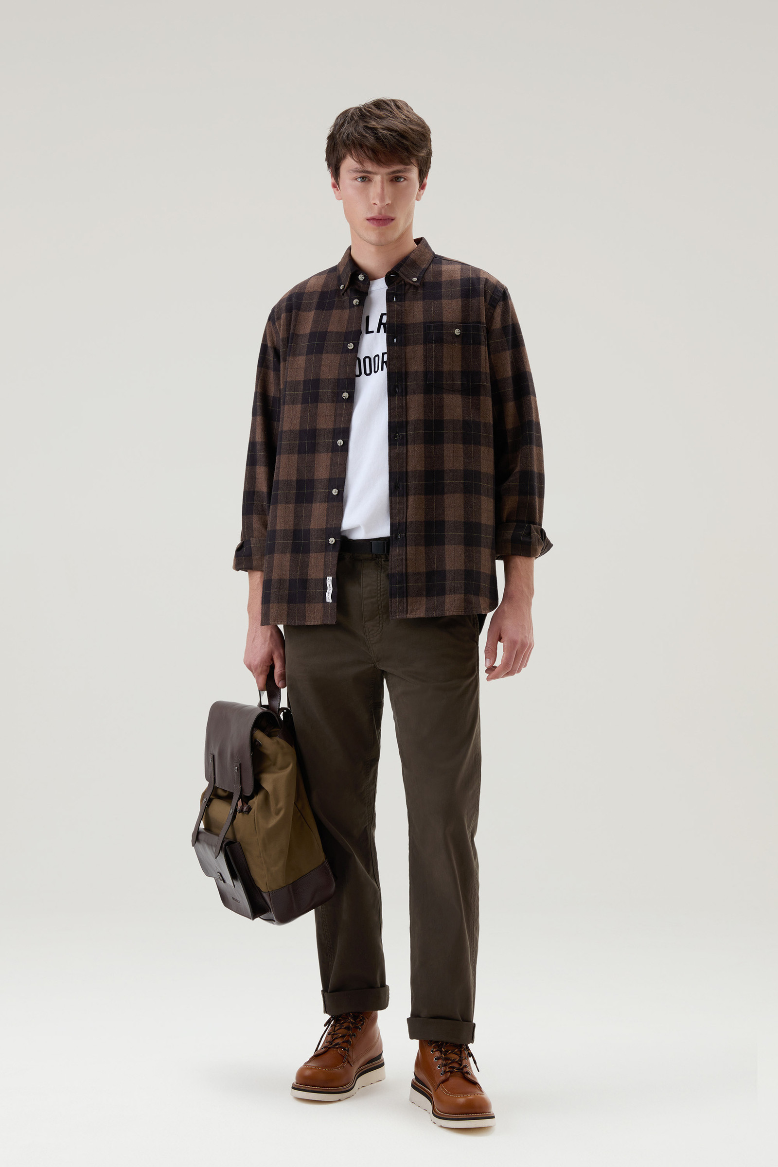 Men's Traditional Flannel Check Shirt Brown | Woolrich USA