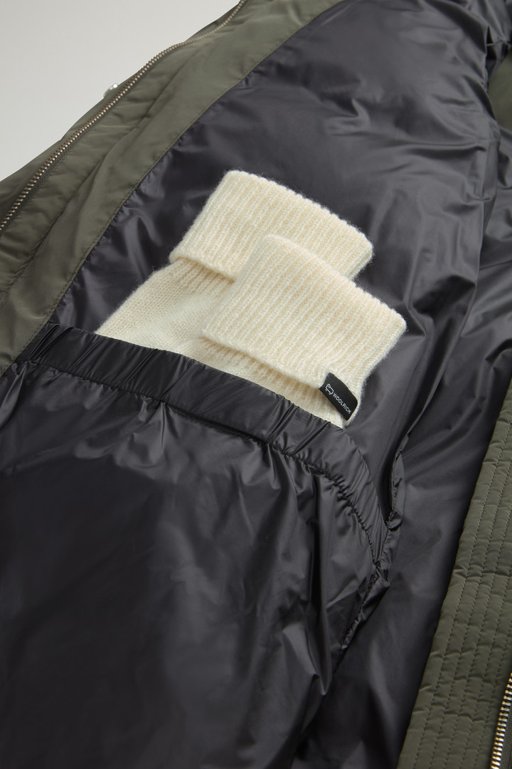 Hooded Alsea Down Jacket in Stretch Nylon Green photo 11 | Woolrich