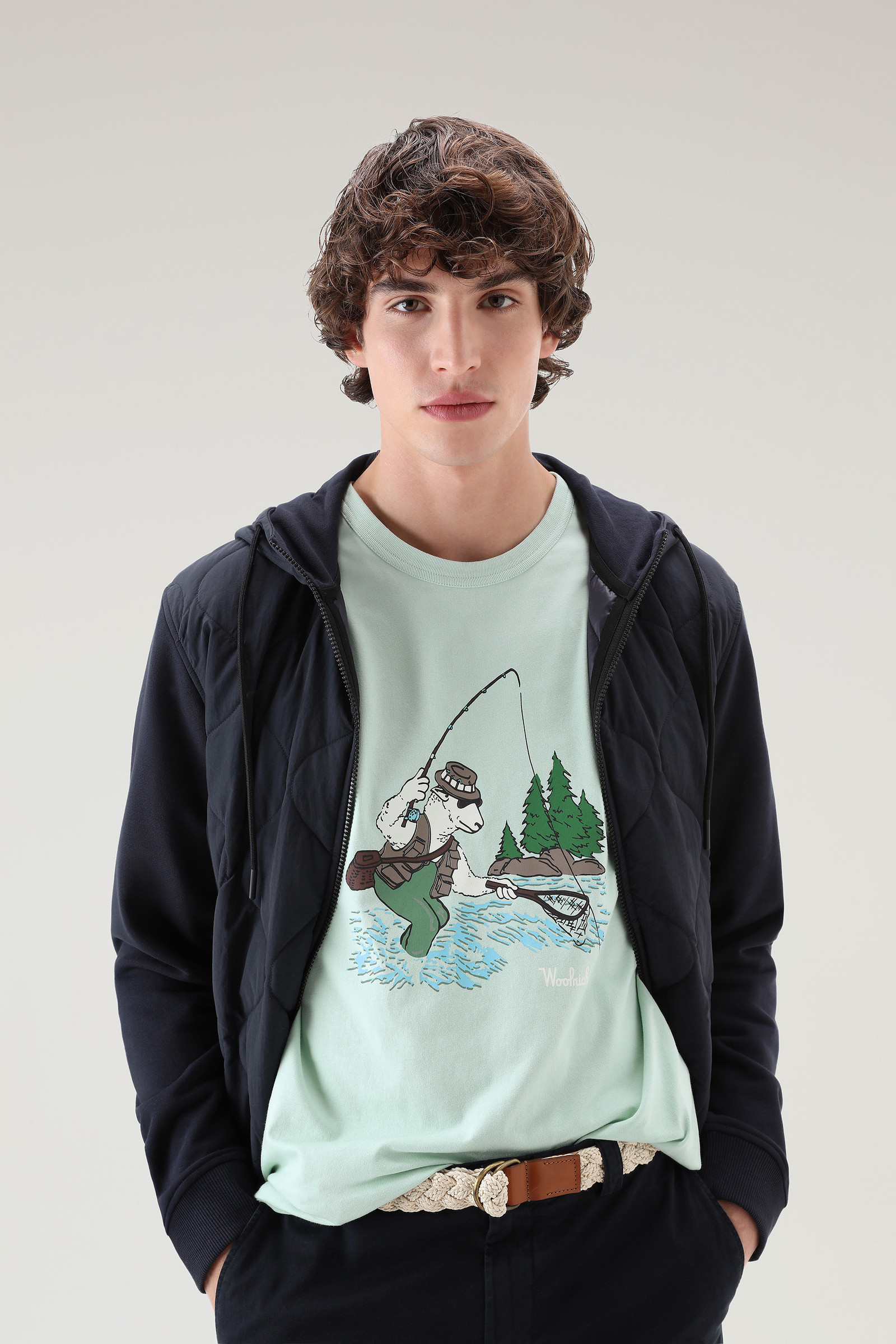 T-shirt in puro cotone con illustrazione verde photo 4 | Woolrich