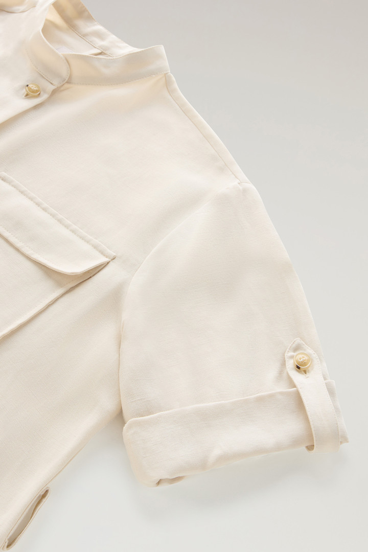 Belted Utility Dress in Linen Blend White photo 7 | Woolrich