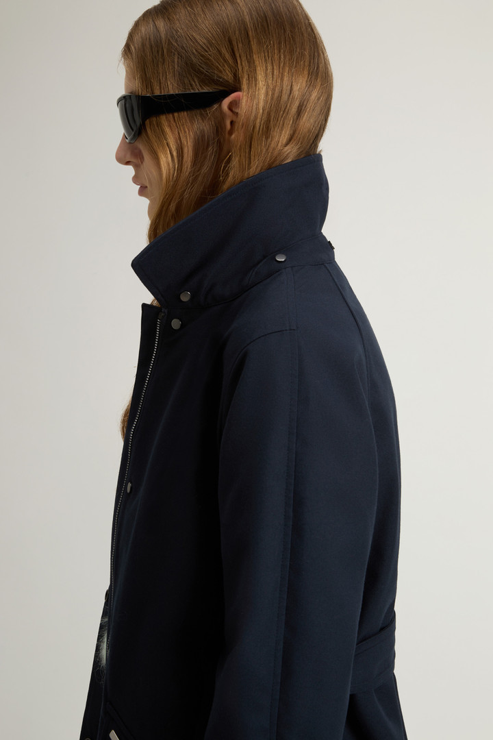 Yarn-Dyed Trench Coat in Three-Layer Fabric with Hood Blue photo 4 | Woolrich