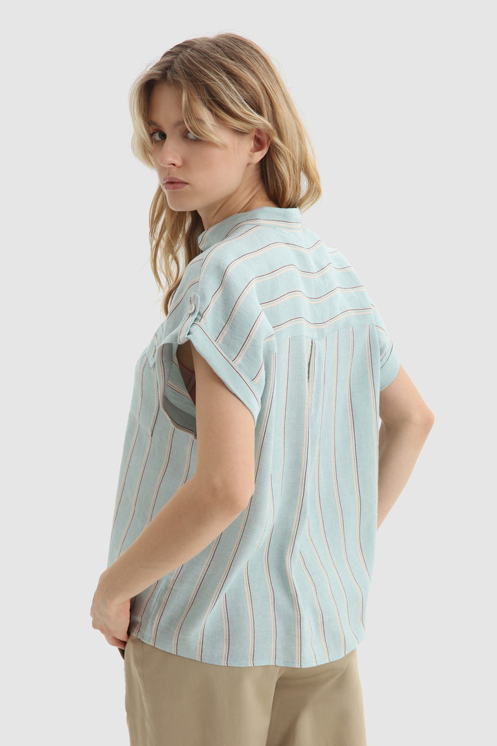 Striped Linen Blend Shirt Blue photo 3 | Woolrich