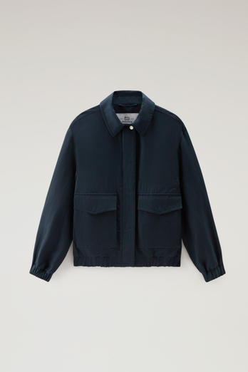 Bomber Jacket in Linen Blend Blue | Woolrich
