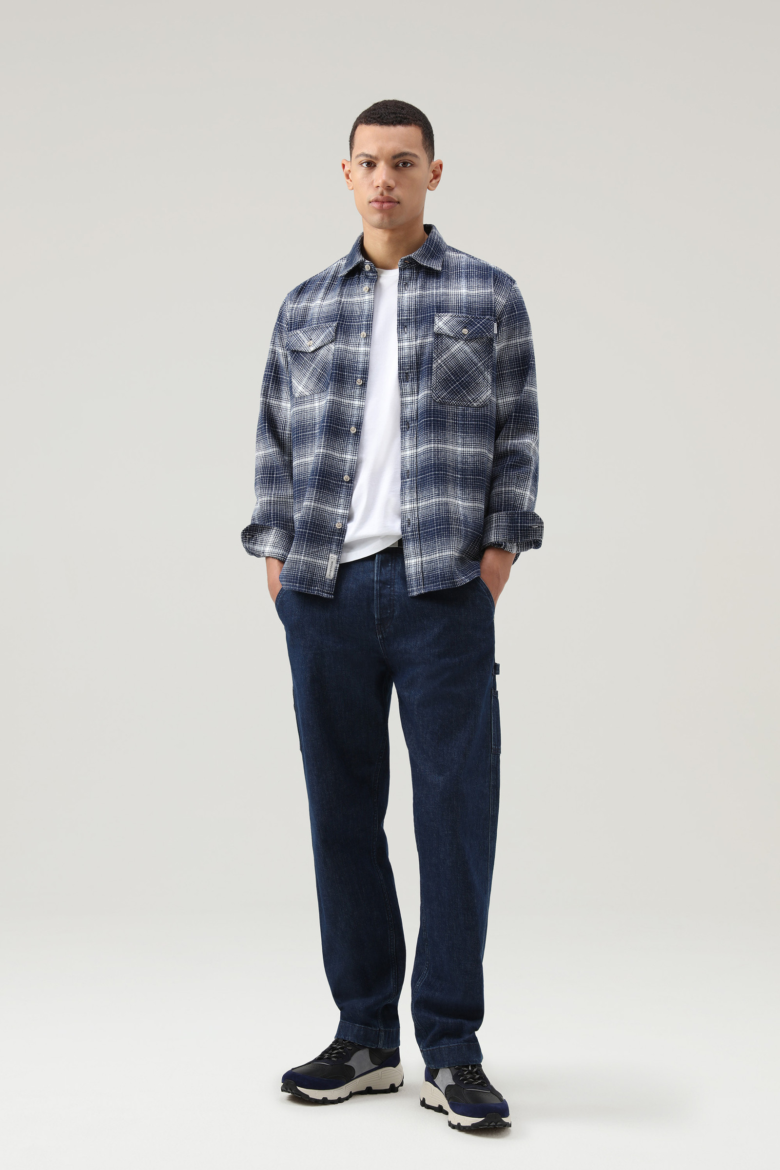 Men's Cruiser Flannel Check Shirt Blue | Woolrich USA